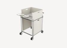 Dog cart with bowls 2 tier rolling pet carrie...