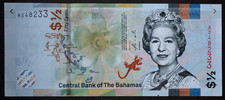 BAHAMAS, 2019, ELIZABETH II, 1/2 DOLLAR, UNCIRCULATED BANKNOTE.               7x