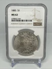 1885 Morgan Silver Dollar $1 NGC MS62