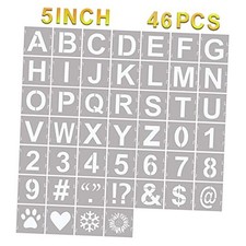 46 Pcs Letter Stencils Symbol Numbers Craft Stencils, Reusable Alphabet 5 INCH
