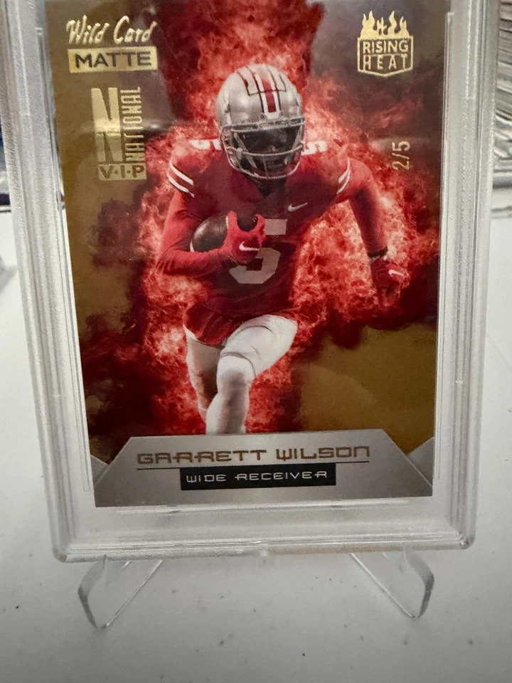 2022 Wild Card NATL Garrett Wilson Matte Black Rising Heat - Red /5 PSA 10 POP 1 - Image 3 of 4