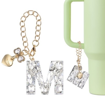 Für Stanley Tumbler Cup - Buchstabe m Charm, Herz Bogen, weiß