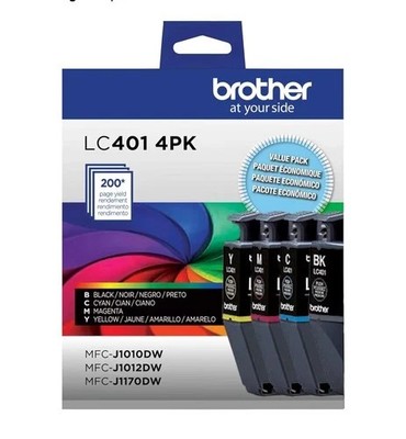 New Open Box Genuine Brother LC401 4PK Color Ink Cartridge Exp 10/28