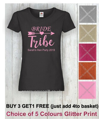 Team Braut Henne Party T-Shirts Henne Do Bride To Be, personalisierter Glitzer bedruckt 