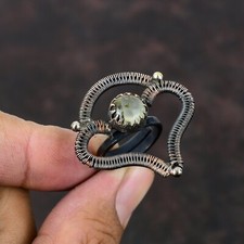 Prehnite Wire Wrapped Adjustable Ring Size Adjustable Handcrafted Copper Unique