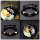 Charm Men's  Zircon Ball Micro Pave Stone Beaded Macrame Adjustable Bracelets