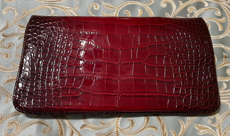 Bolso de Mano United Colors of Benetton Rojo Imitación Cocodrilo Cuero PVC Repujado Nuevo sin Etiquetas Foto 3 de 4