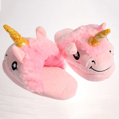 Unicorn Slippers Soft Kids Girls Children Plush Pink One Size AUS 1- 