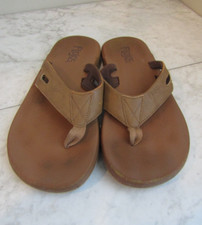 Flojos Brown Faux Leather Strap Flip Flop Comfort Sandal Men's Size 10