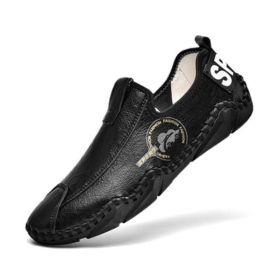 Men Shoes Fashion Soft Genuine Leather Outdoor Casual Sneakers Slip-on Loafers