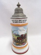 Zunftkrug-Hoch lebe die Ökonomie-1910JH-Litophanie-22cm Porzellan Krug Zinndecke