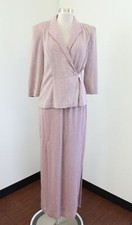 Alex Evenings Muted Pink Metallic Shimmer Skirt Jacket Evening Formal Party 8