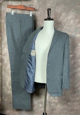 Unworn Gray/Blue Men's Suit Vintage 40R Carriage House Custom Made in Japan