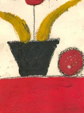 Ben Carrivick - Contemporary Oil, Abstract Flower with Ball