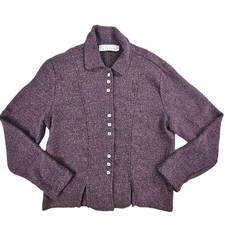 Vintage Willow Jacket Women Medium Mauve Blazer Fleece Cozy Grandma Outdoor Usa