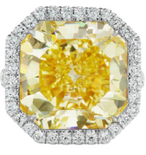 18.35CT Yellow Asscher Shape Citrine  Cubic Zirconia Engagement Ring For Women