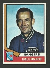 Emile Cat Francis New York Rangers Coach 1974-75  Topps Hockey Card #9  EX/MT