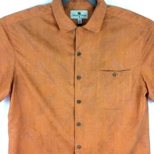 Island Shores Mens Hawaiian Shirt Size Large Orange Tropical Island Wear Aloha 