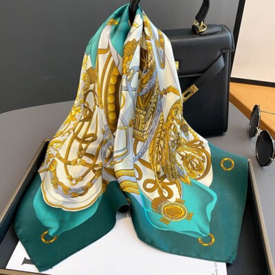 100% Pure Silk 27'' Square Scarf Women Kerchief Bandana Neckerchief Vintage Wrap
