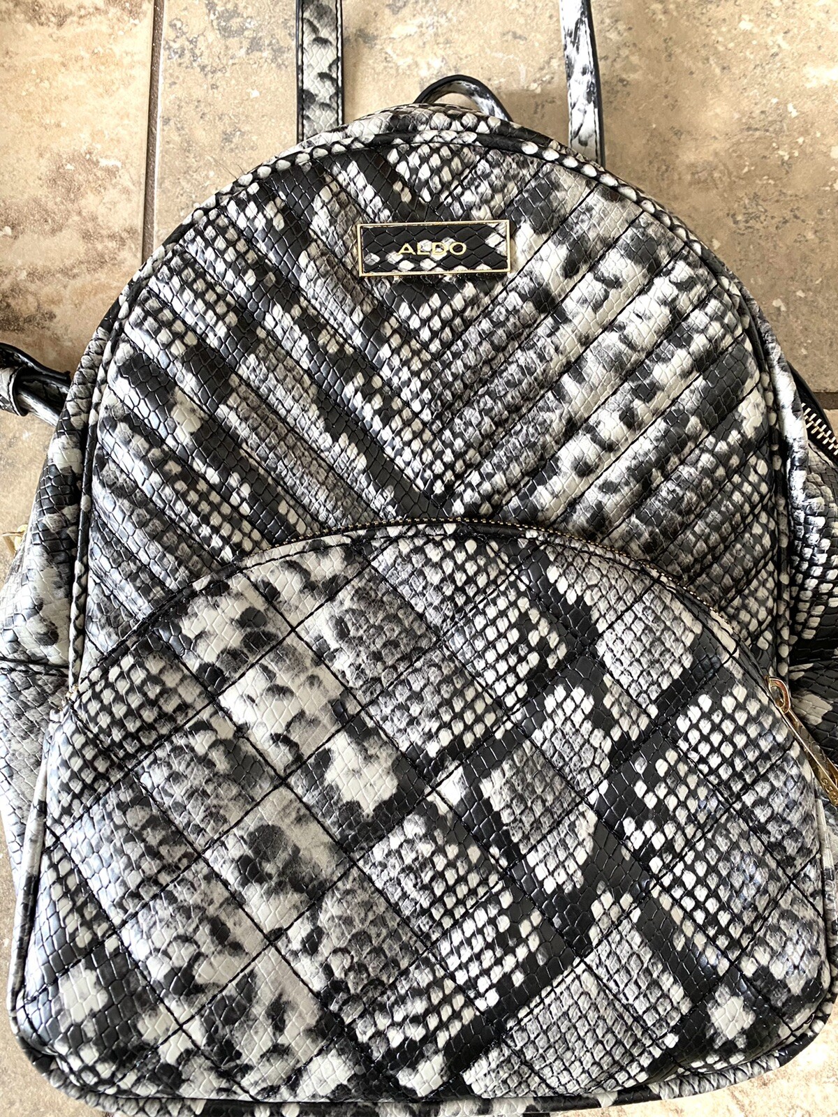 ALDO Backpack Vegan Leather Purse Snake Skin Print, B… Gem