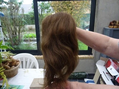 Postiche de cheveux naturels pour femme chatain clair 38 cm Bon état - Photo 1/2