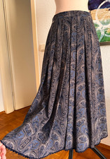 Trachtenrock Rock Julius Lang blau 100% reine Schurwolle Paisleymuster Gr. 38 