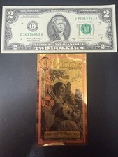 2025 Florida 1 Goldback Note .999 Pure Gold w/2017 $2 Bill 953