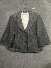 Kasper Blazer Jacket Womens Size 18 Black/Beige Nude Eyelet Lace Unlined