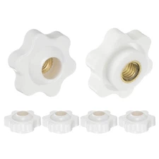 6pcs Star Knobs M6 Thread 25mm Head Through Hole Brass Insert Hand Knob White