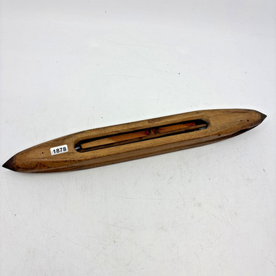 Vintage Wooden Loom Weaving Shuttle 14.5  Boat Style Textile Tool