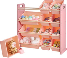 Large Capacity Kids Toy Storage Organizer with 12 Bins - Wooden Toy Shelf for To