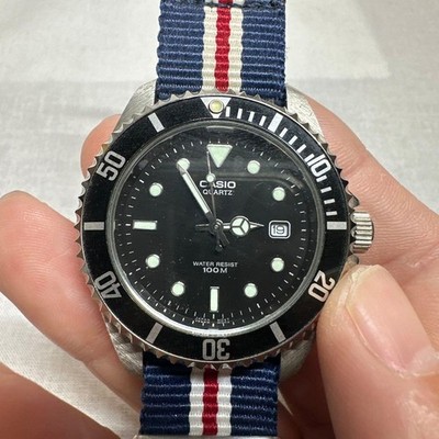 Rare CASIO MTD-1010 Watch Quartz 100M Water Resistant Nylon Strap