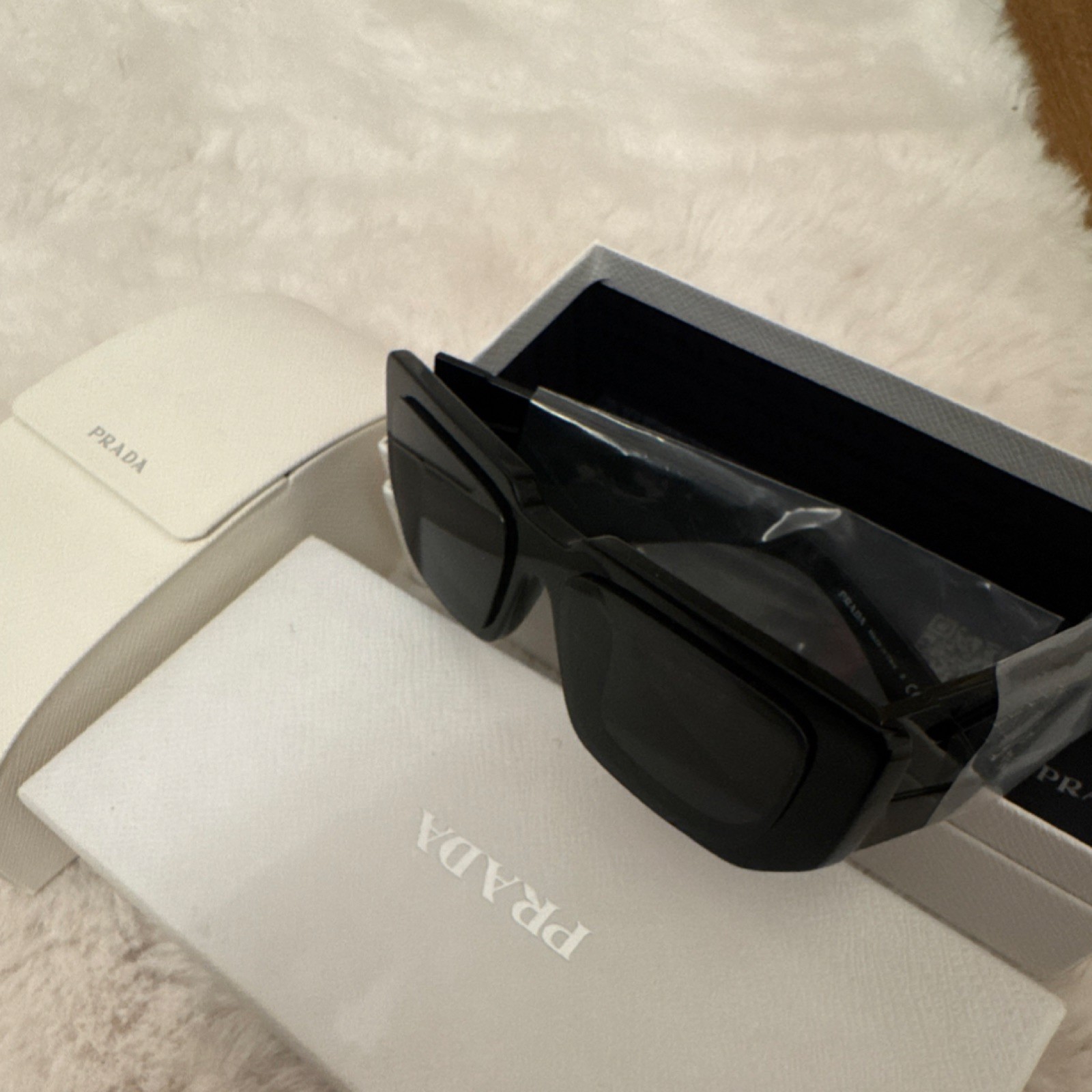 PRADA Black Rectangular Plastic Frame Women's Des… - image 1