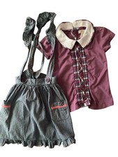 Matilda Jane On The double skirt suspenders collared Katherina top sz 6 set