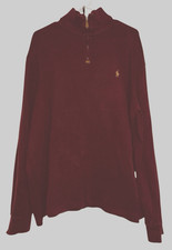 Polo Ralph Lauren Estate Rib Men's XL Sweater Burgundy 1/4 Zip Long Sleeve
