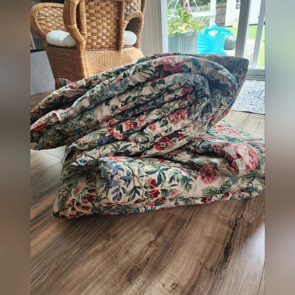 Edredón vintage Ralph Lauren Charlotte Rosebird floral pájaro completo doble 86x86 Foto 3 de 4