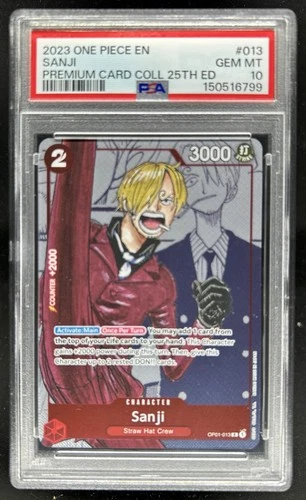 2022 One Piece Sanji 25th Anniversary Card Premium Collection #OP01-013 PSA 10