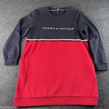 Tommy Hilfiger Sweatshirt Dress Womens Large Red Blue Vintage