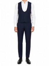 SUITSUPPLY U-Neck Tux Men Suit UK38R Dark Blue Wool Single Breasted 2in1