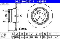 Ate 24.0110-0287.1 Bremsscheibe FüR Bmw