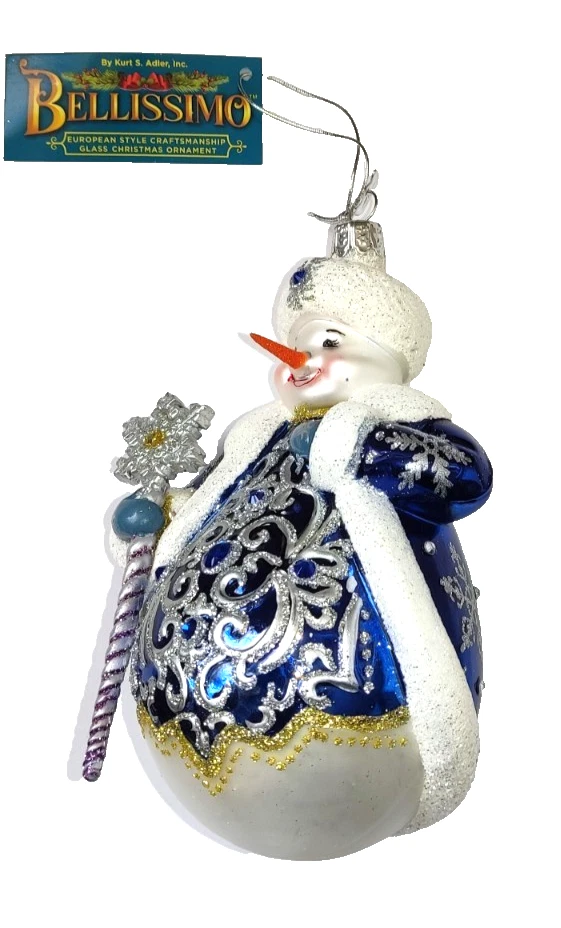 EXKLUSIV BELLISSIMO" Weihnachtsfigur Schneeman blau Kristalle 16 x 10 x 8 cm - Bild 2 von 3