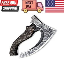 Multipurpose Slicer Viking Pizza Cutter Axe Hand-Forged Carbon Steel With Sheath