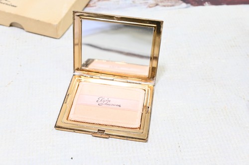 Vintage Elgin American Compact Starburst Design Gold Tone Case Mirror - Picture 10 of 16