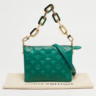 Louis Vuitton Green Monogram Embossed Leather Coussin BB Bag | eBay