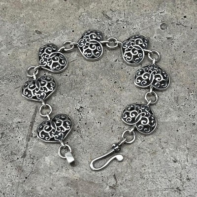 BWL Bill Wall Leather Heart Motif Sterling Silver 925 Bracelet | eBay