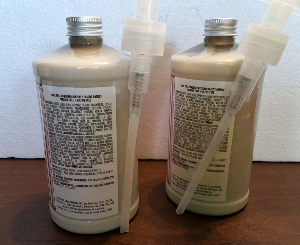 Williams Sonoma Peppermint Frost Hand  Lotion 16 oz Each w/Pumps New Set Of 2 - Image 4 of 4