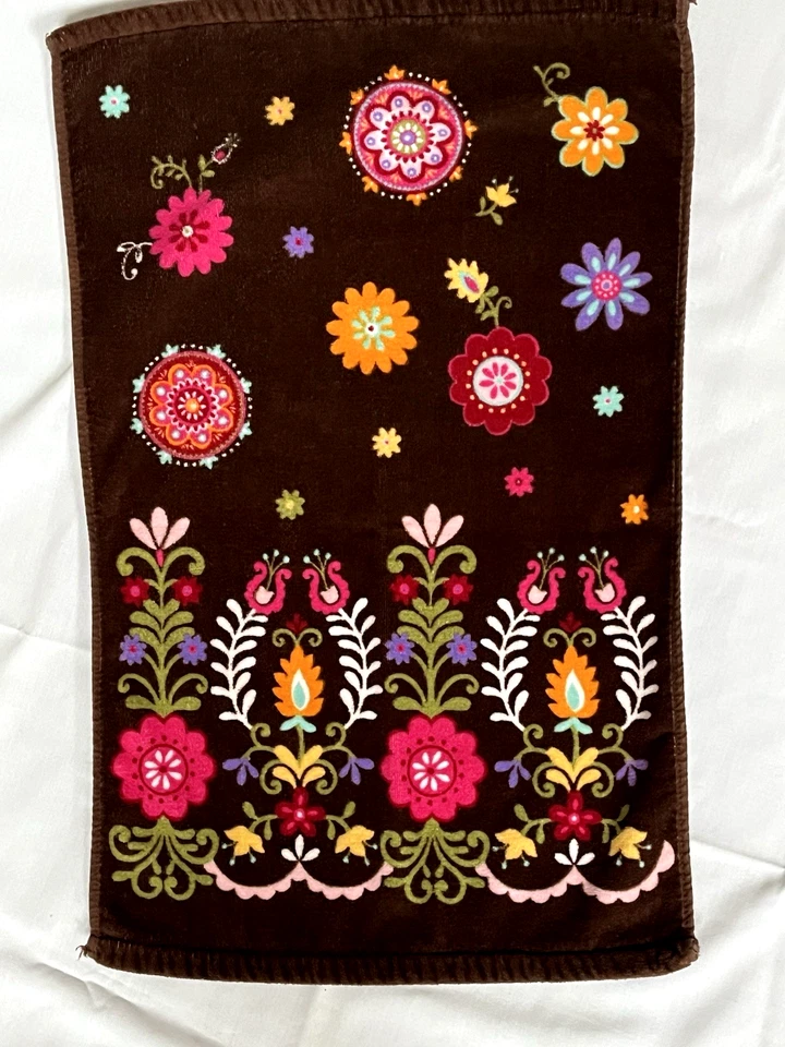 Juego de toallas florales PERI 3 piezas marrón rico boho hippie - baño, mano, paño Foto 2 de 4