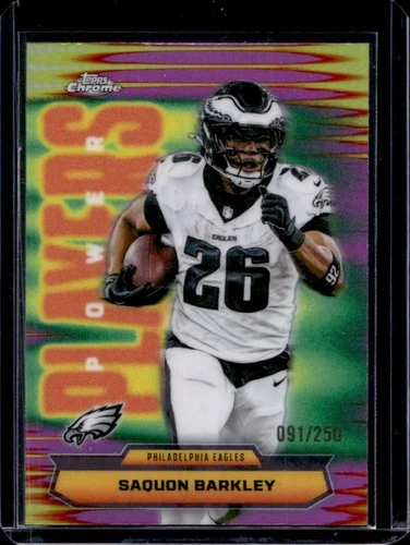 2025 Topps Chrome Saquon Barkley Power Players Pink Refractor #/250 Eagles