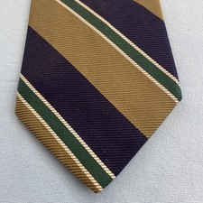 Brooks Brothers Makers All Silk Repp Stripe Tie Navy Burgundy Gold vtg USA 4x58