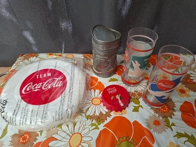 LOT PUBLICITAIRE COCA COLA..FRISBEE.DECAPSULEUR.HOUSSE ISOTHERME 2 VERRES - Photo 1/4